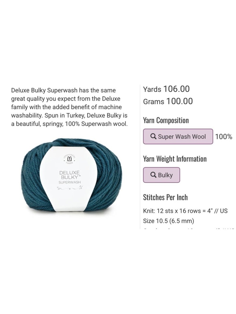 Universal yarn Deluxe Bulky Superwash Wool Yarn 100g var colel